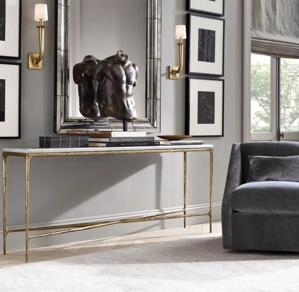 Bedroom Functional Console Table Furniture With Stainless Steel And Glass Top