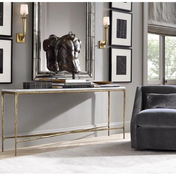 Bedroom Functional Console Table Furniture With Stainless Steel And Glass Top