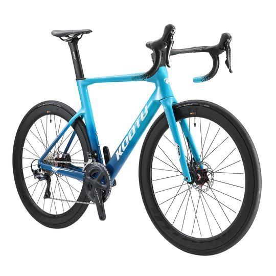 Bicicleta dobro da estrada do freio de disco KOOTU, bicicleta preta de carbono T800 e azul da estrada