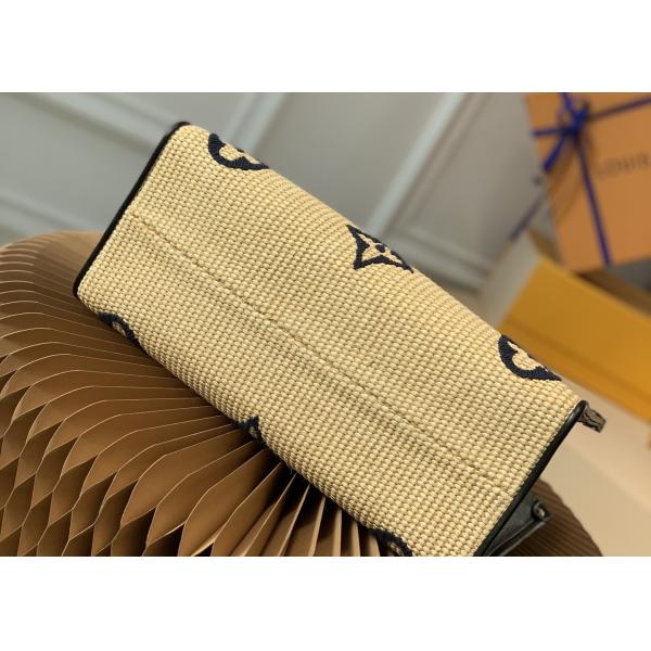 M57723 Monogram Raffia Woven And Monogram Giant Embroider LV Letters Tote Handbag