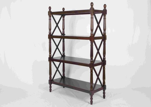 144CM Walnut Soild Wooden Book Rack Four Tiers For Living Room Corner Storage
