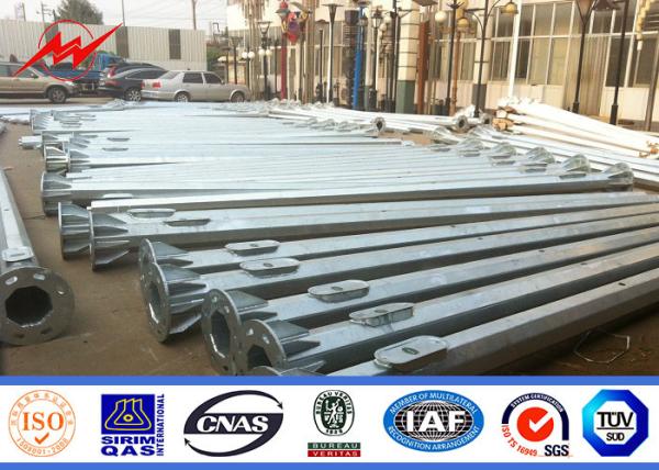 6m Traffic Light Pole 11m Galvanised Signal Road Light Pole With Anchor Bolts