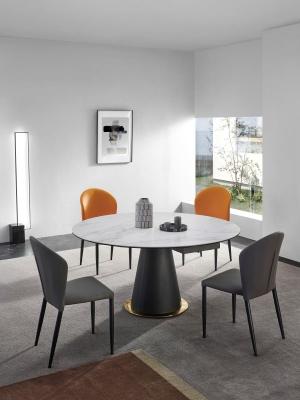 Round Functional Ceramic Marble Dining Table With Stainless Steel Legs