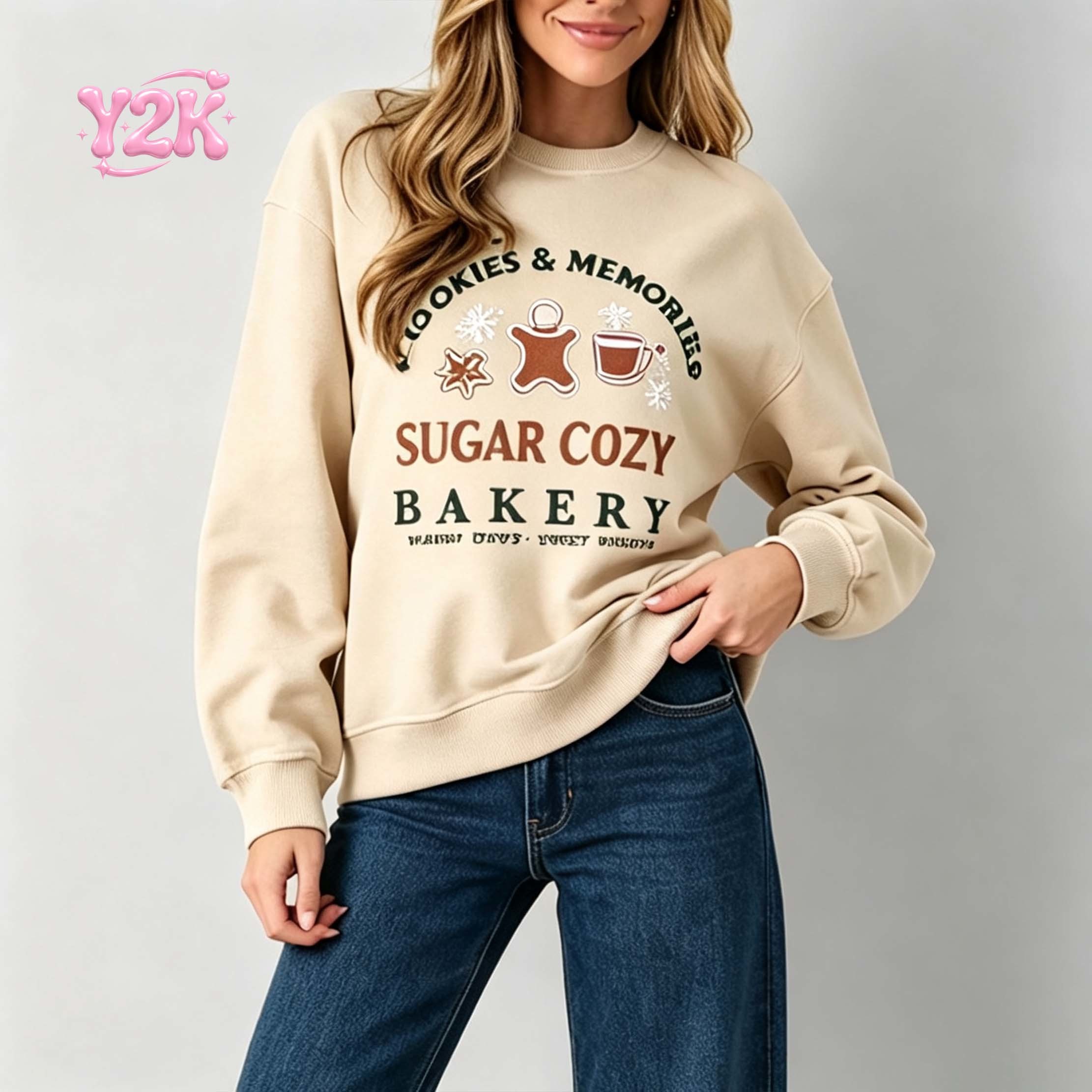 Custom Women's Gingerbread Graphic Fleece Crewneck Sweatshirt