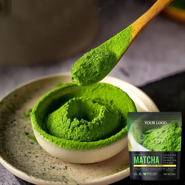 Порошок чая Matcha зеленого цвета метки частного назначения 100g для ресторана