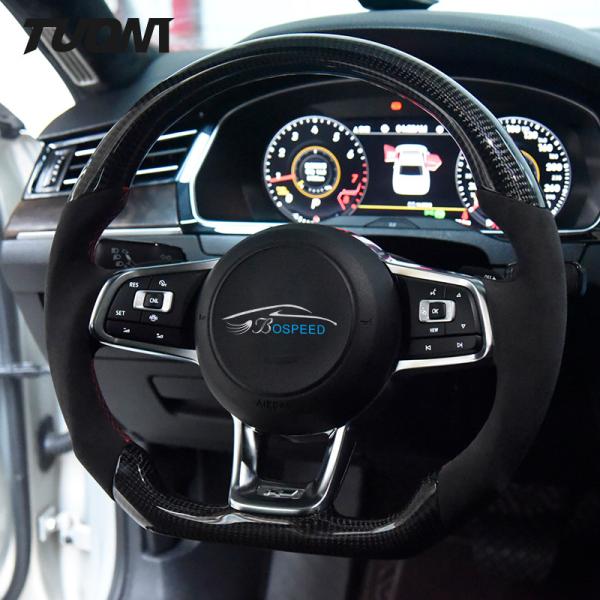 350mm Volkswagen Steering Wheel Carbon Fiber Black PU Leather