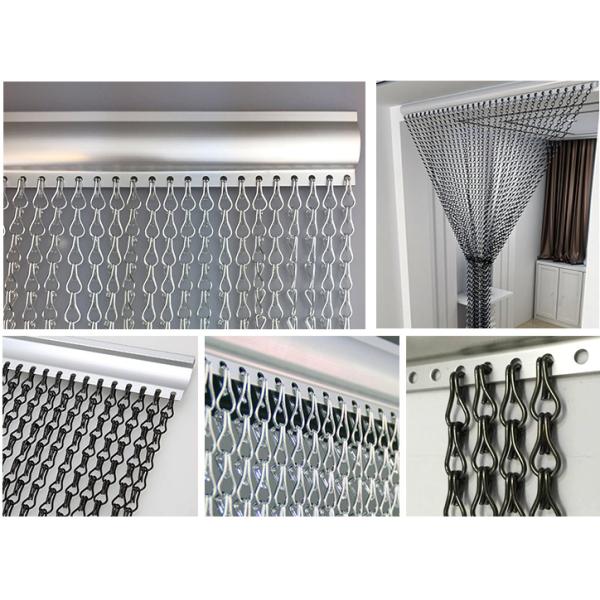1.5mm Wire diameter Drak Gray Color Aluminum Chain Metal Curtains for Office decoration use