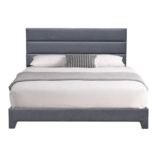 Grey Upholstered Bed Manufacturer Full Size Linen High Headboard