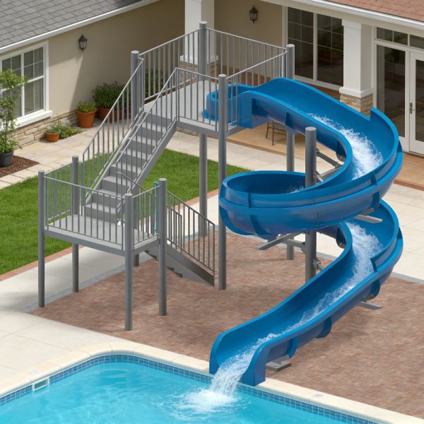 Customized Single Spiral Slide Fiberglass Swimming Pool Game For Amusement Parks Outdoor Water Sports