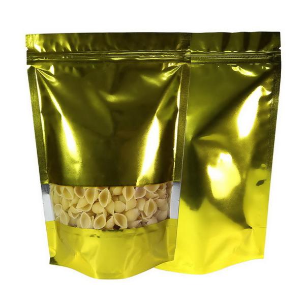 Stand Up Mylar Bags Gold Aluminum Foil Doypack with  Clear Window and Zip Lock