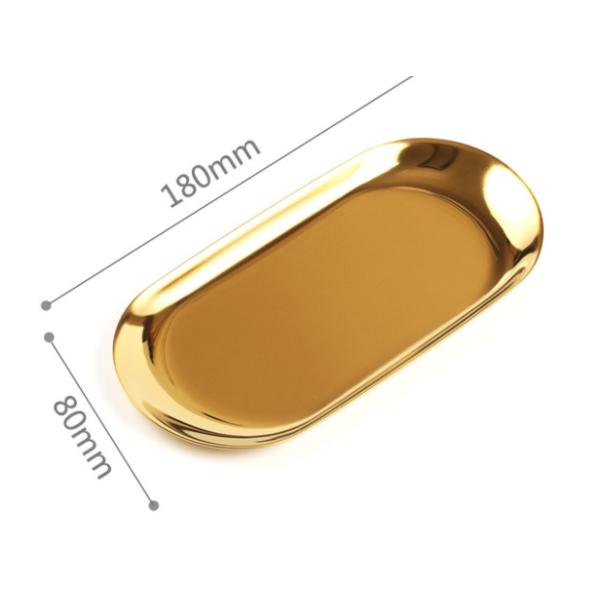 Gold Elliptical Plate 180mm Length 112g Metal Jewelry Tray