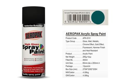 Pintura à pistola 400ml acrílica verde fresca do tipo de AEROPAK com o MSDS para o carro
