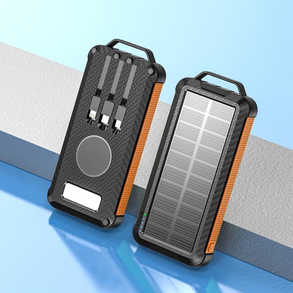 Li-Polymer Battery Solar Power Bank 10000mAh for iPhone 15 Wireless Charging and Outdoor