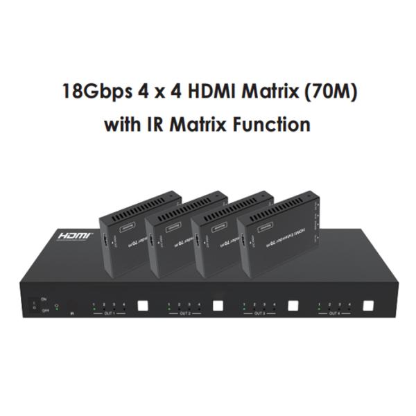 70m Ir Hdbaset Matrix 18gbps 4x4 Hdmi2.0 Поддерживает Ethernet Edid