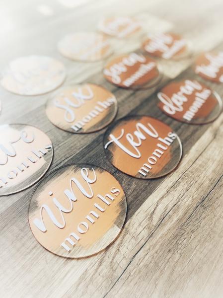 Acrylic Carved Wooden Milestone Discs Gift Pregnancy Milestone Discs