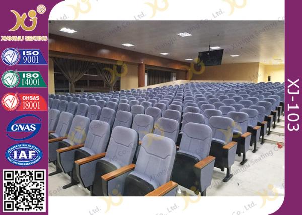 Upholstery Cold - Rolled Steel Footrest Audience Seating Chairs With Writing Tablet