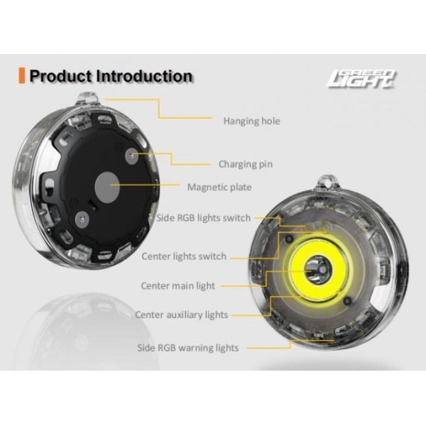 RGB LED Emergency Warning Light Rechargeable Magnetic Road Flare with White Work Light GL-WF03