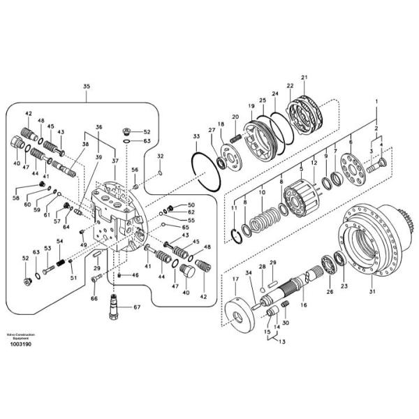 VOE14504883 14504883 Vo-lvo EC240B Excavator Travel Motor Shaft