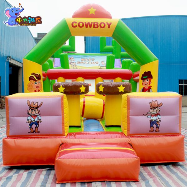 Cowboy Theme Inflatable Bouncy Castle Outdoor Kids Combo Jumping Castle