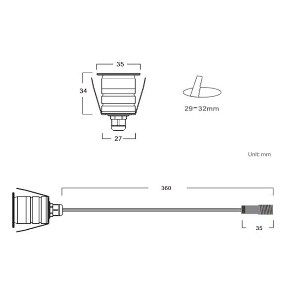 Светодиодный ступенец 1W 95lm Алюминиевый наружный водонепроницаемый 2700-6500K мини-настильный светофор