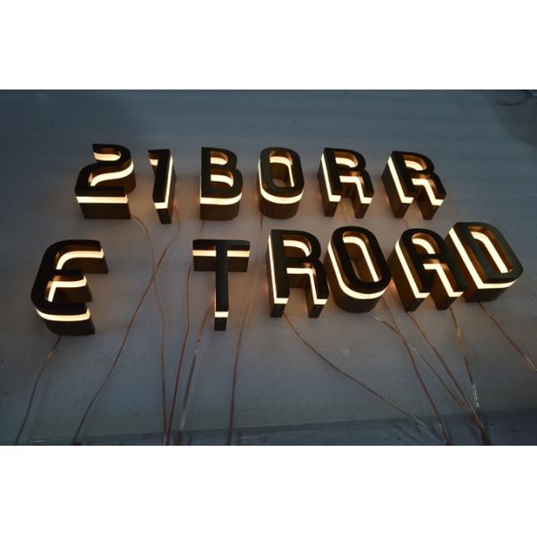 SUS LED Edge Lit Signs Wall Mounted 12mm Stainless Steel Panel Digital Printed