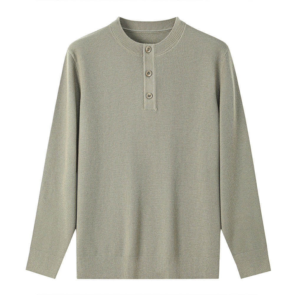 Men's Wool Blend Knit Sweater Slim Fit Breathable Pullover for Autumn