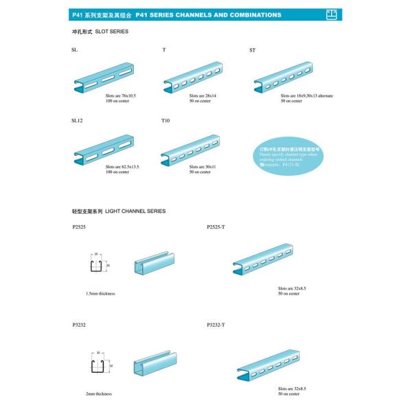 Half Slotted Metal Framing Strut Channel Unistrut 41x41