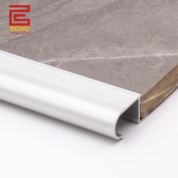 Anti Slip Stair Nose Trim Anodised Aluminum Bullnose Stair Tread Cap