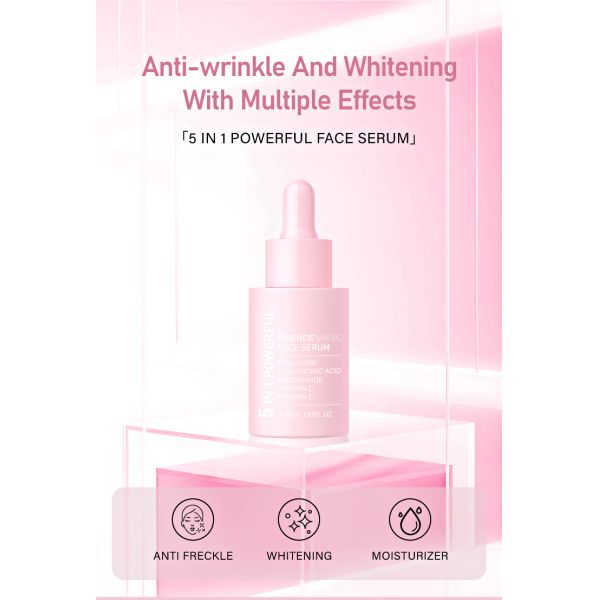 FAIENCE MAGIC OEM 5 in 1 Face Serum with Whitening Firming Anti-wrinkle Anti-aging Keep Moisturize Pale Spots for Home Use