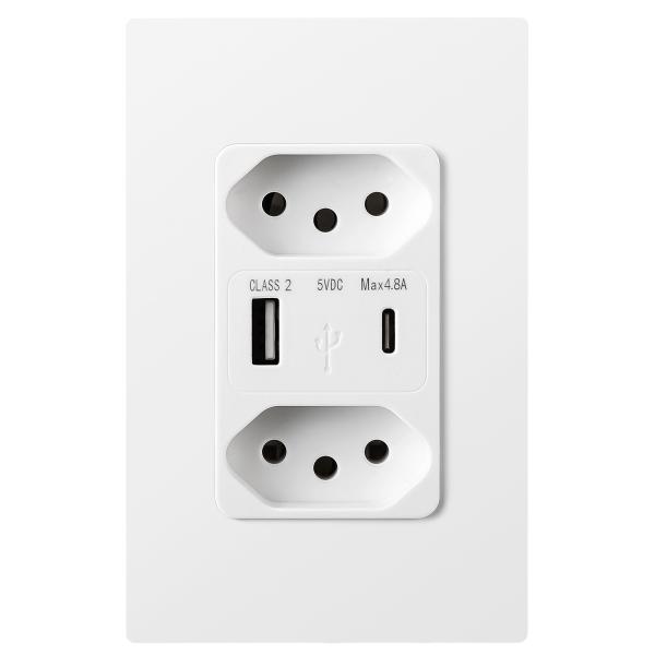 Standard Grounding Brazilian Power Socket Plastic USB Power Sockets 10A Safe Charging