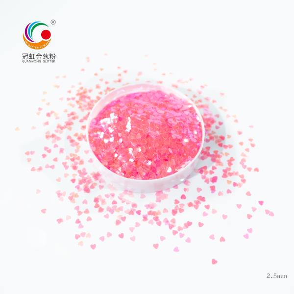 Pink Black Rainbow Chunky Nail Art Glitter Powder Heart Shaped For Crafts