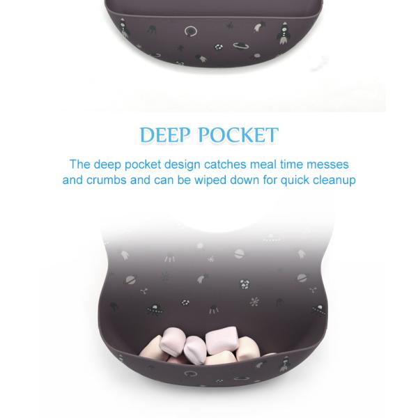 Cartoon BPA Free Baby Eating Bib Waterproof Silicone Catch Bib