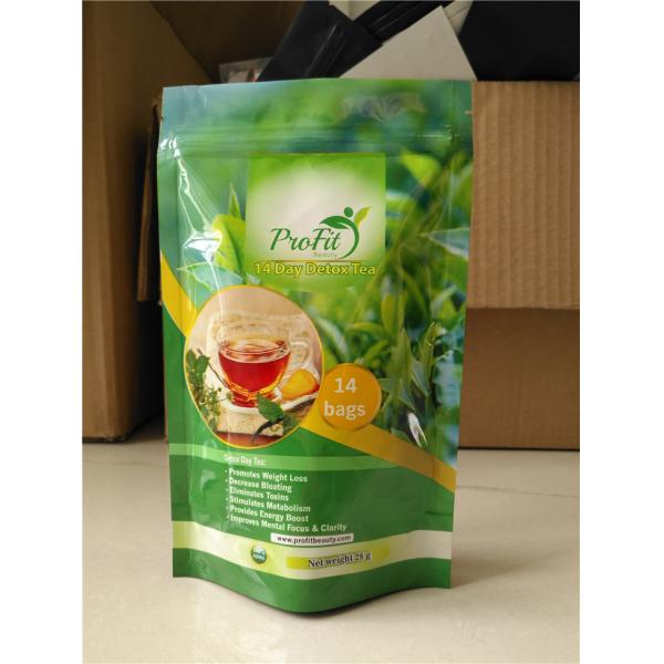 Зеленые пакетики чая упаковывая напечатанный Мылар стоят вверх Зиплок сумка с ясным окном