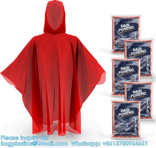 Disposable Rain Ponchos For Adults With Hood,Emergency Rain Gear For Camping,Hiking,Walking,Watching Games