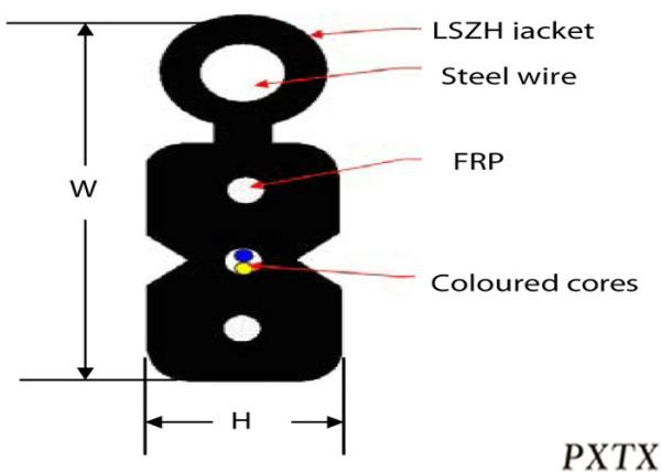 Outdoor Fiber FTTH Aerial Drop Cable G.657A1 Black LSZH with Messenger Wire