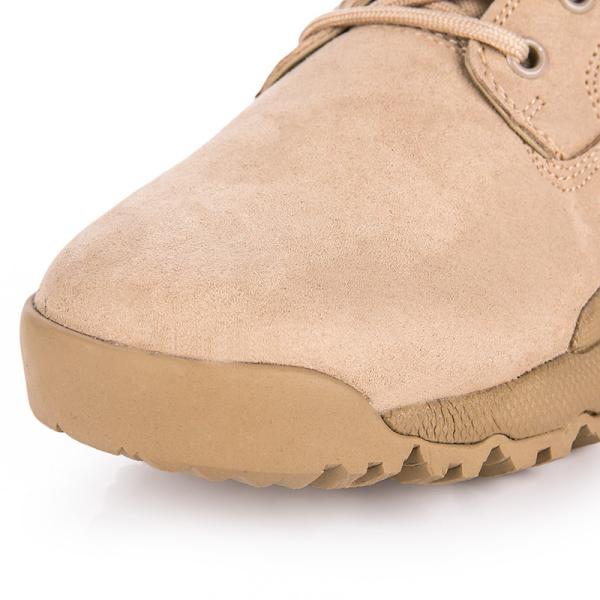 Round Toe Slip Resistant Leather Combat Footwear Gear With Shock Absorbent Rubber Sole