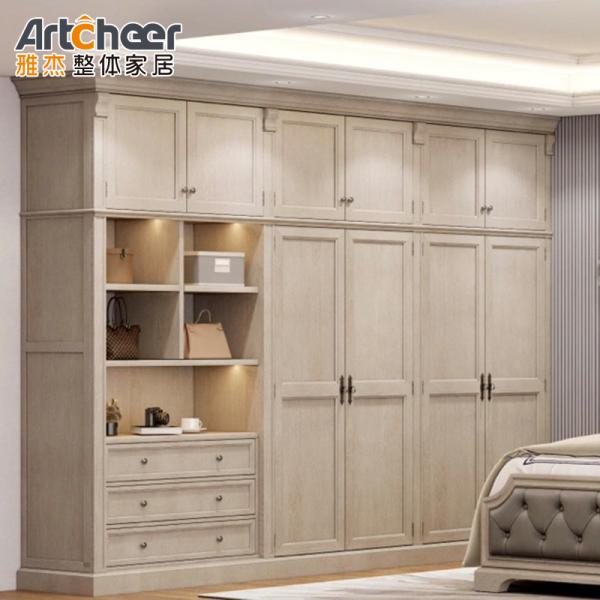 Adjustable Wooden I-Shaped Corner Wardrobe in White Finish for Saudi Bedroom Furniture