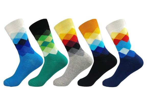 Cotton Colorful Funny Happy Trendy Socks Breathable Sox Stitching Pattern Casual Sock For Men