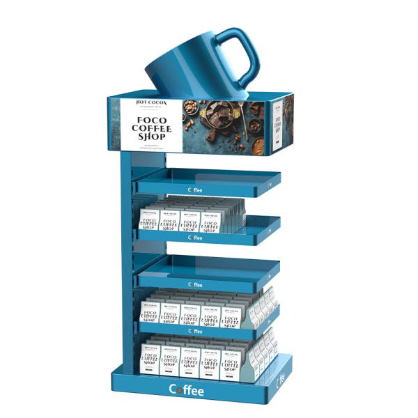 Sturdy Plastic Point Of Sale Display Stands Coffee Display Rack Cup Holder Stand Green