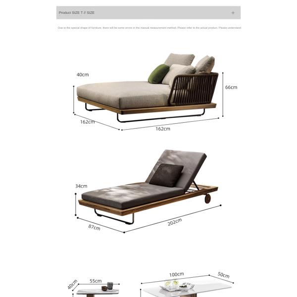 Customized Luxury Pool Teak Wood Lounge Chair With Wheels Lesiure Bed