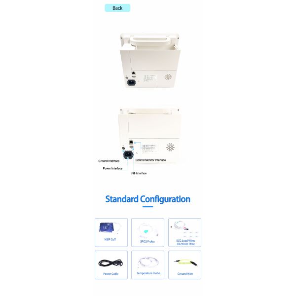 ISO13485 FSC Certified Multi Parameter Patient Monitor with 12.1'' TFT Color LCD for Hospital Ward Use