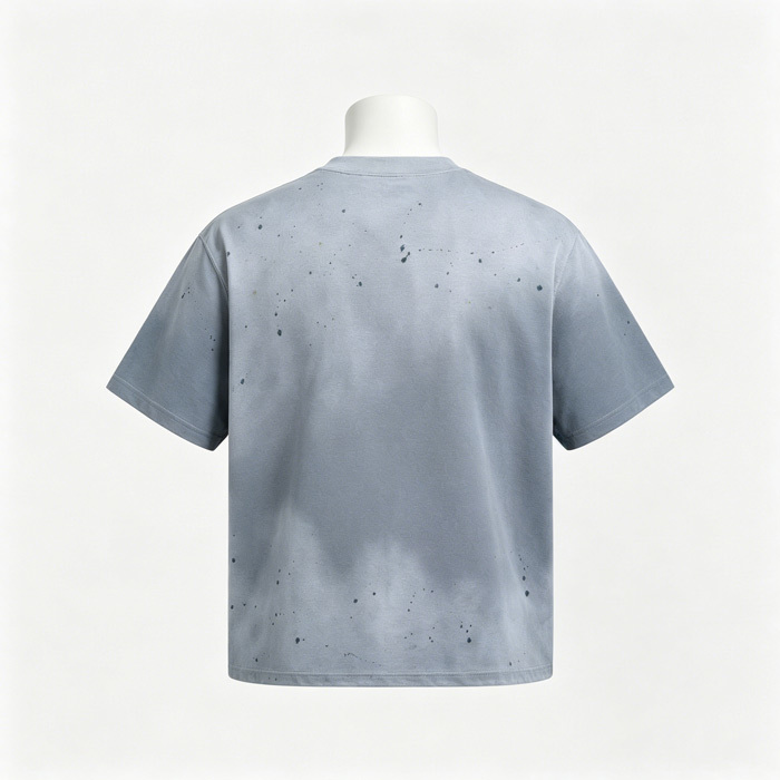 Ink Splatter Basic Crew Neck Tee Loose Fit Vintage Wash T Shirt Streetwear