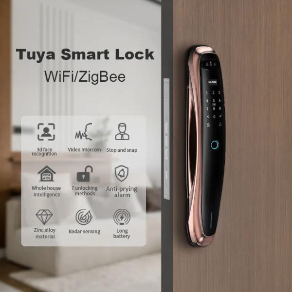 Smart Tuya Wifi Door Lock Zinc Alloy Cat'S Eye Intelligent Door Lock