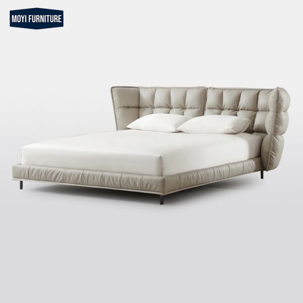 Synthetic Leather Upholstery Customized Color Luxury King Size Bed Classic Double Soft Bed Frame Bedroom Furniture Set