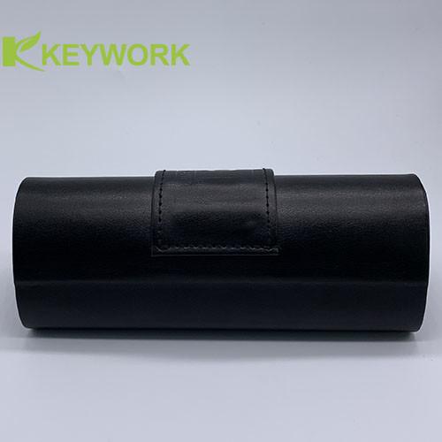 Portable Black Thick PU Leather Metal Eyeglass Case Stylish Valuable Gifts Distinguished Bag