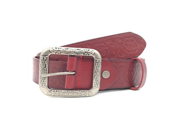 Vintage Buckle Mens Casual Leather Belt / Embossed Brown Leather Western Belt 1 1/2