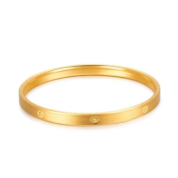 Women's Luxury 10K 14K 18K Gold Round Shape Bangle with Diamond Inset with Classic Romantic Style Wedding Parties IGI Certified