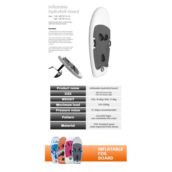 Wingfoil Inflatable Boards Customized Logo  Ocean Waters Blow Up Stand Up Paddle Board