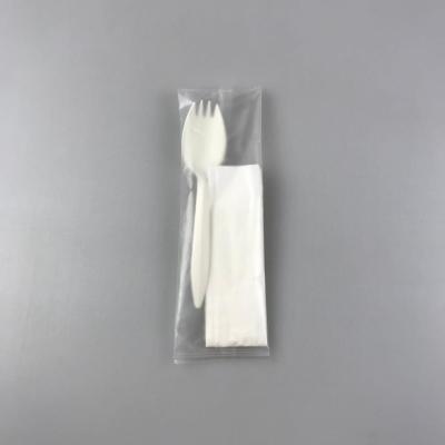 Custom Logo Biodegradable Flatware Disposable Spork with Individual Wrapping and Napkin