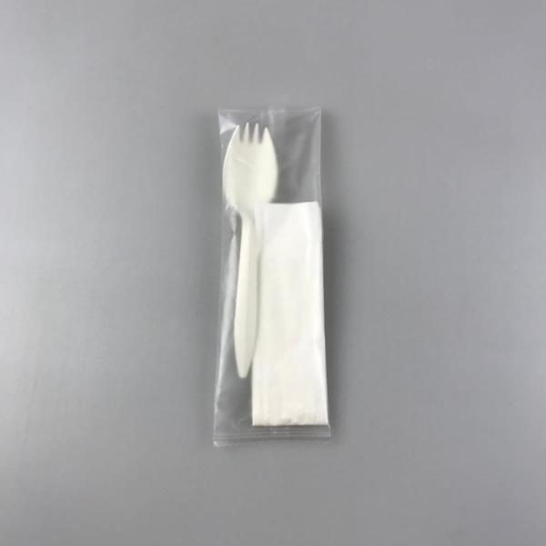 Custom Logo Biodegradable Flatware Disposable Spork with Individual Wrapping and Napkin